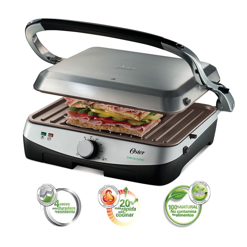 Parrilla y panini Oster revestimiento Bioceramic CKSTPA4881