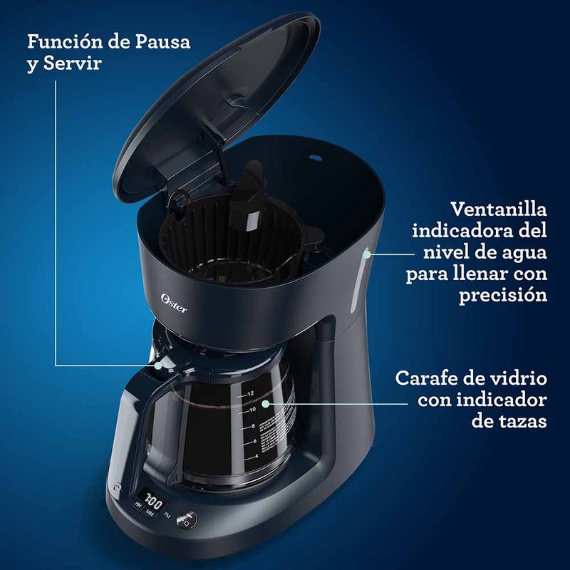 Cafetera programable Oster® de 12 tazas negra con auto apagado