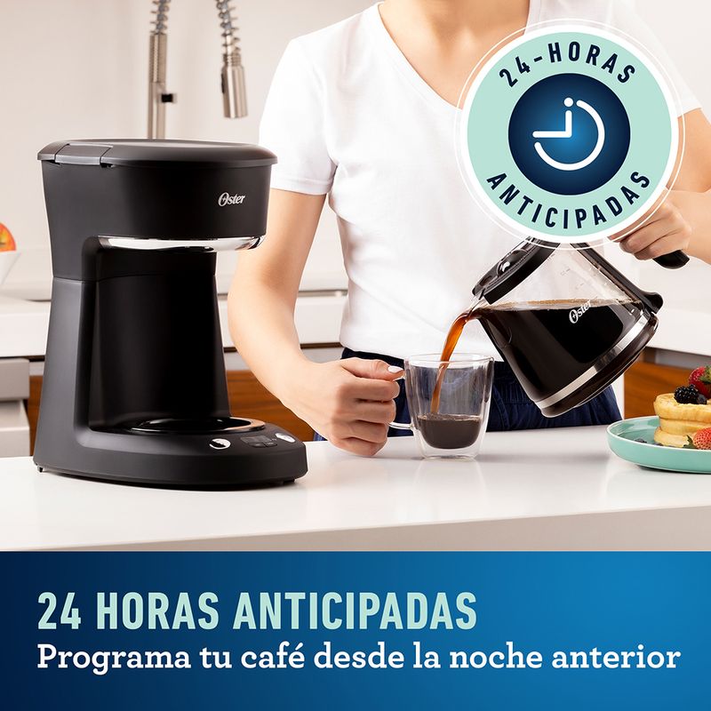 Cafetera programable Oster® 8 tazas en acero inoxidable BVSTDC10SS -  Productos y accesorios originales Oster ®