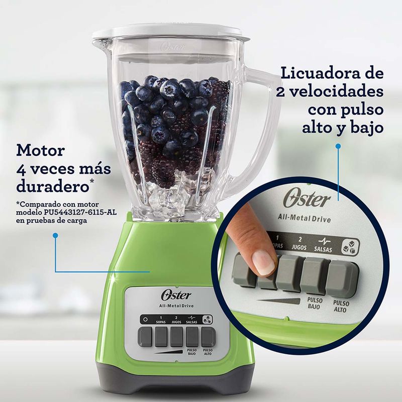 Licuadora Oster® con vaso de vidrio y 6 velocidades más pulso BLSTPEG-BPB -  Oster