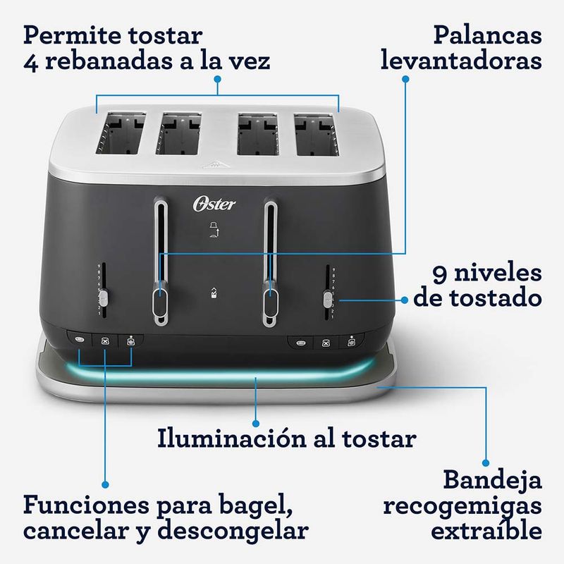 Tostadora premium para 4 rebanadas TSSTTA4540B - Productos y accesorios  originales Oster ®