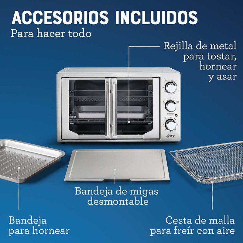 Horno digital con freidora de aire 42L y puertas francesas TSSTTVFDDAFNS -  osterpe