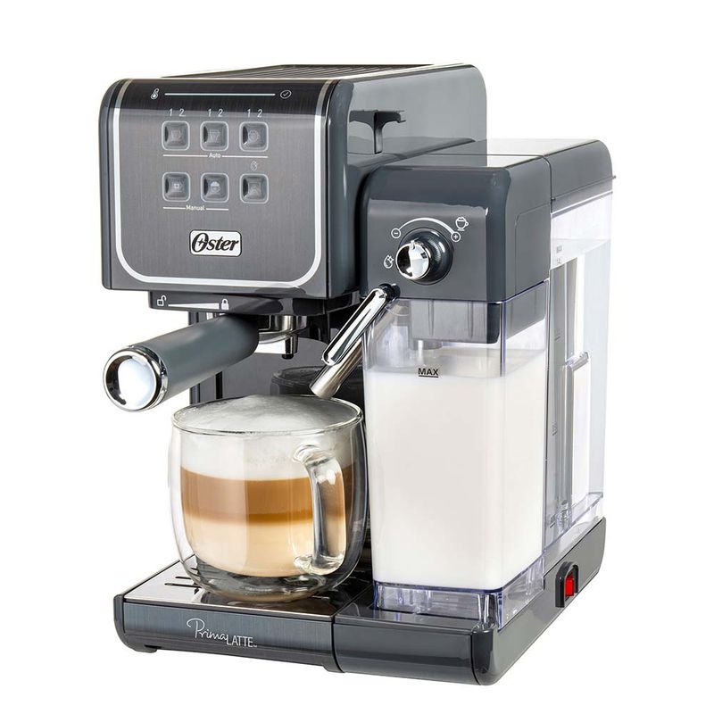 Kit Cafetera automática de espresso roja Oster® PrimaLatte™ BVSTEM6603R y  Molinillo de café Oster® con 18 ajustes - Productos y accesorios originales  Oster ®