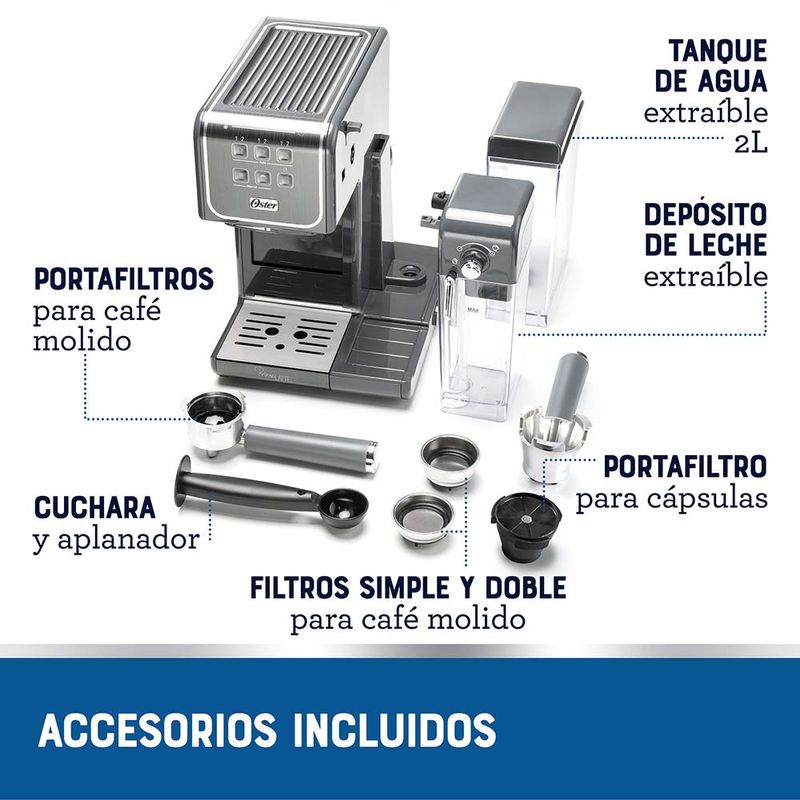 Cafetera automática de espresso celeste Oster® PrimaLatte™ BVSTEM6603CC -  Productos y accesorios originales Oster ®