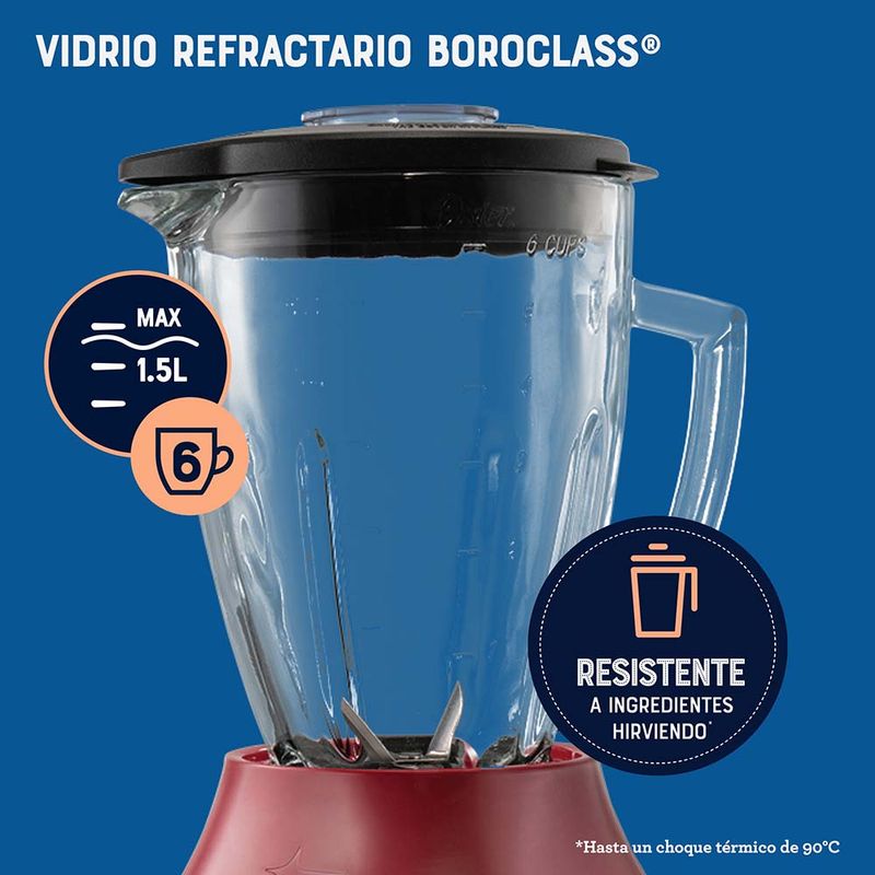 Licuadora Oster con vaso de vidrio y 6 velocidades m s pulso