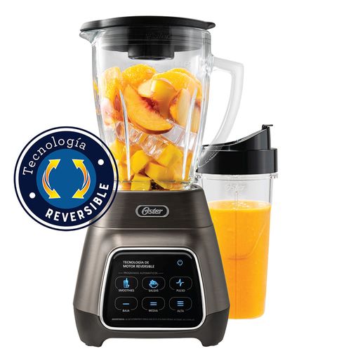 Licuadora Oster® programas automáticos con tecnología reversible, pantalla táctil y vaso BLend-N-Go BLSTPYG1312XBG