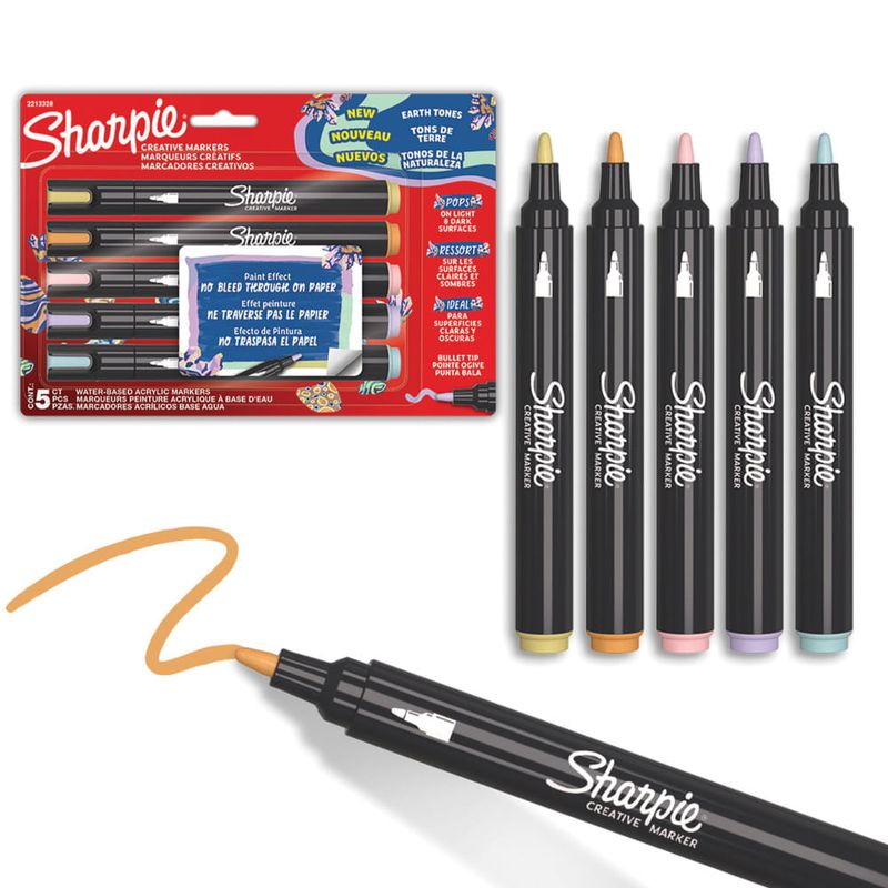 Marcador Sharpie® acrílico punta bala, 5 piezas