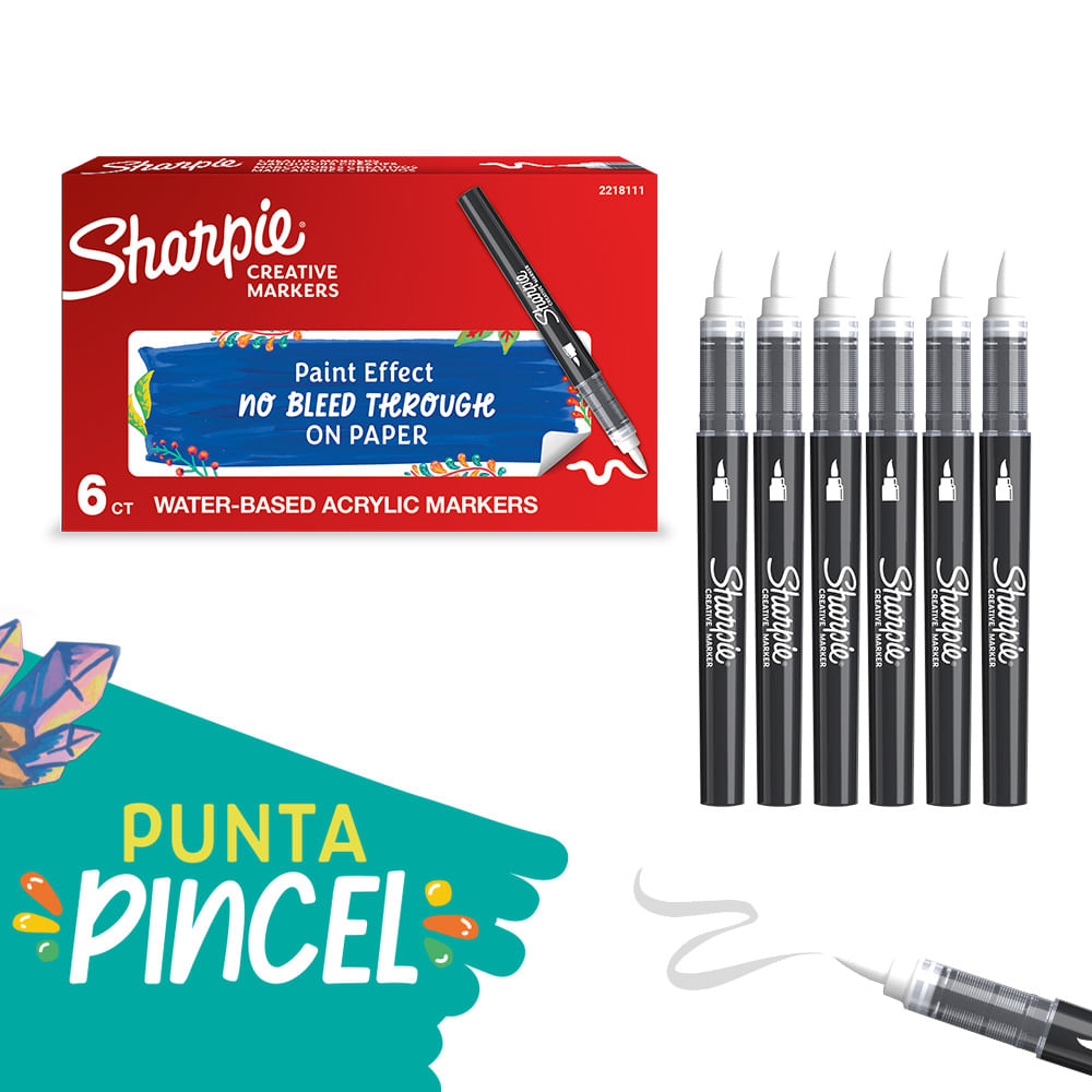 Marcador Sharpie acrílico punta pincel blanco