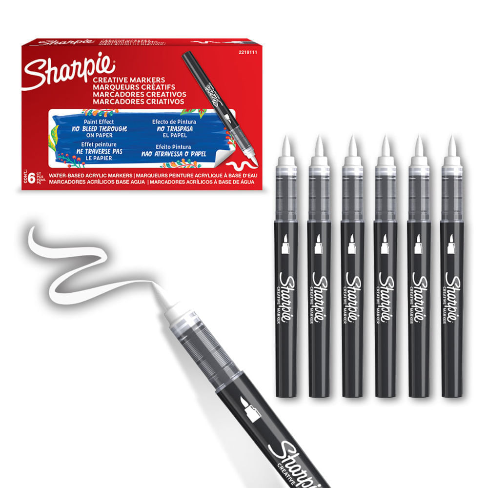 Marcador Sharpie acrílico punta pincel blanco