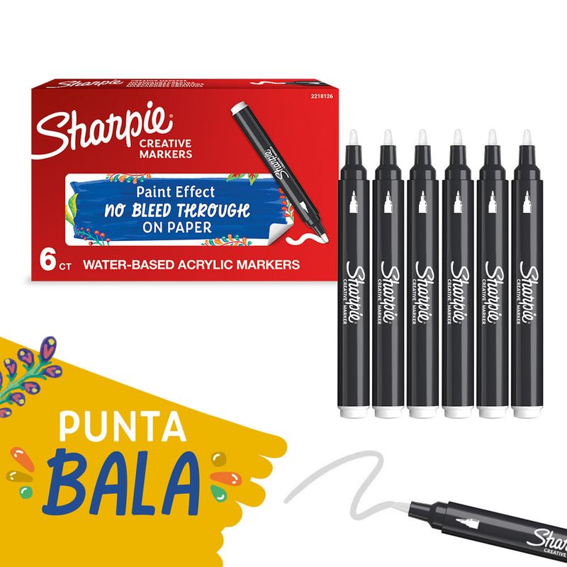 Marcador Sharpie acrílico punta bala blanco