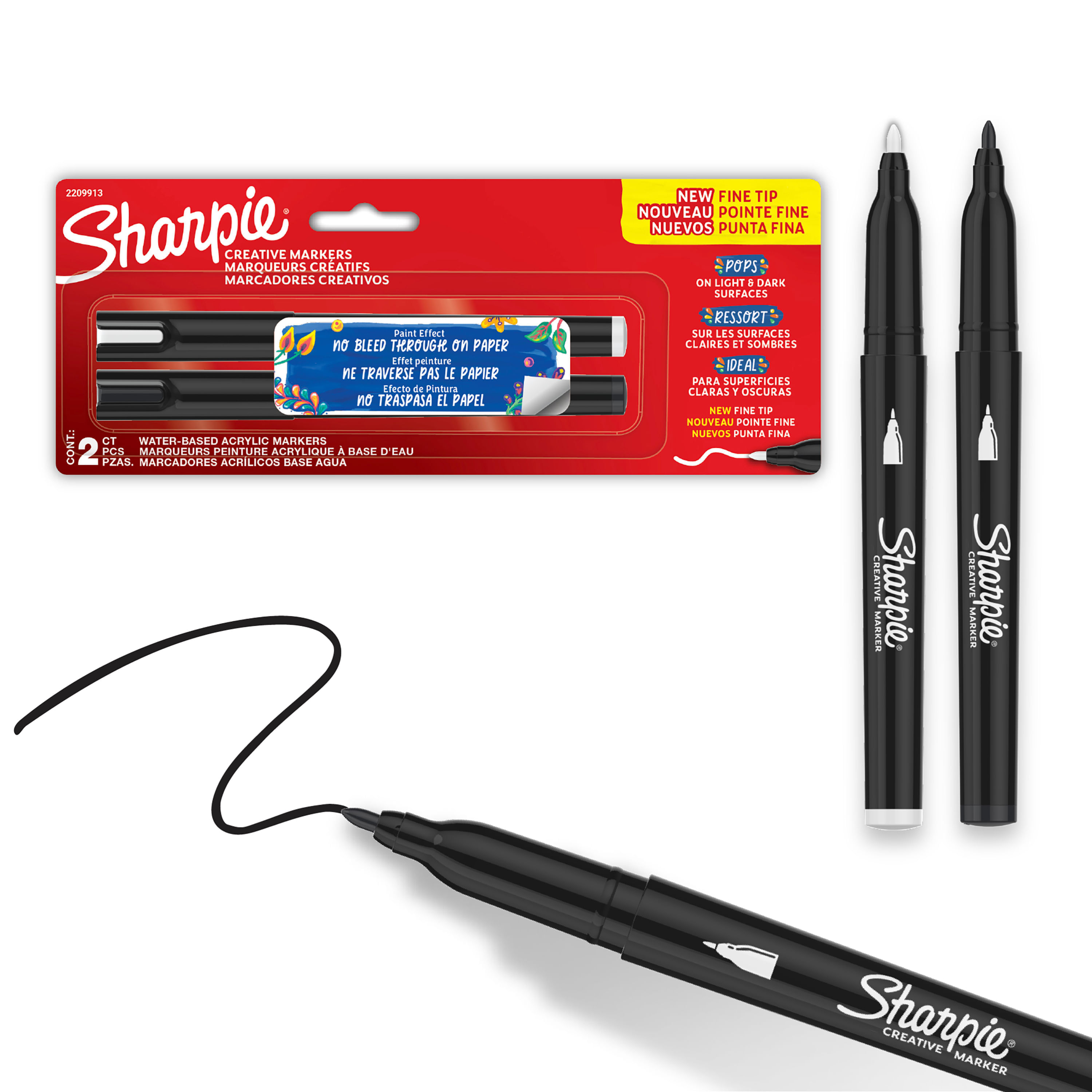 Marcador Sharpie® acrílico punta fina, 2 colores