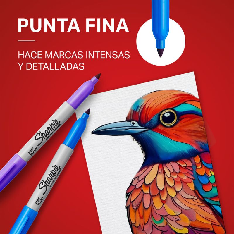 Marcadores permanente Sharpie punta fina blíster x 4 colores básicos