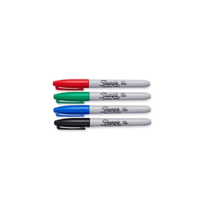 Marcadores permanente Sharpie punta fina blíster x 4 colores básicos